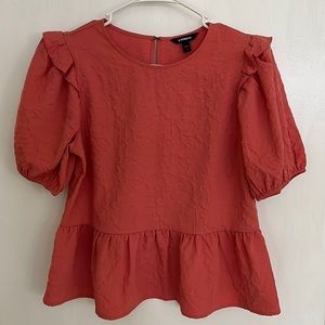 Express Coral Puff Sleeve Blouse